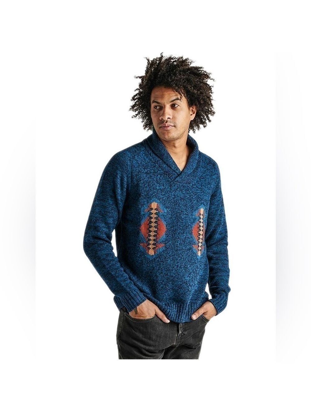 Roark Mens Cotton Aztec Cowl Sweater Medium